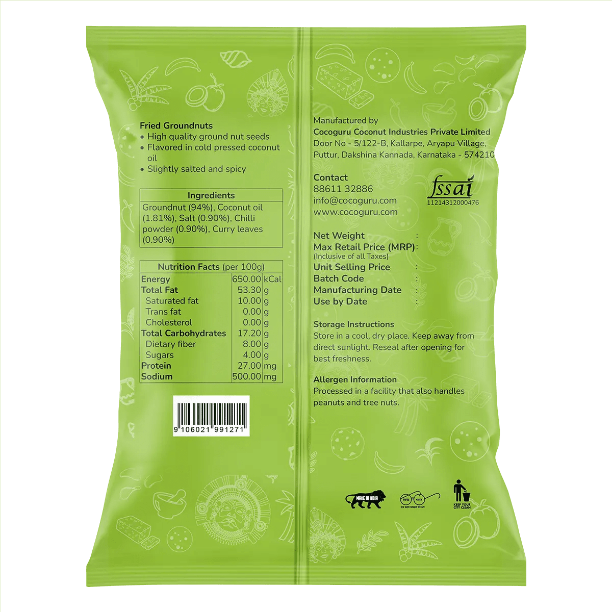 Fried Groundnuts 200 g - Cocoguru Coconut Oil