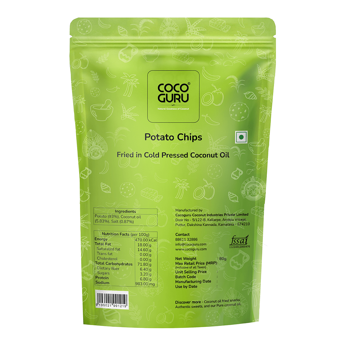 Potato Chips 160 g - Cocoguru Coconut Oil