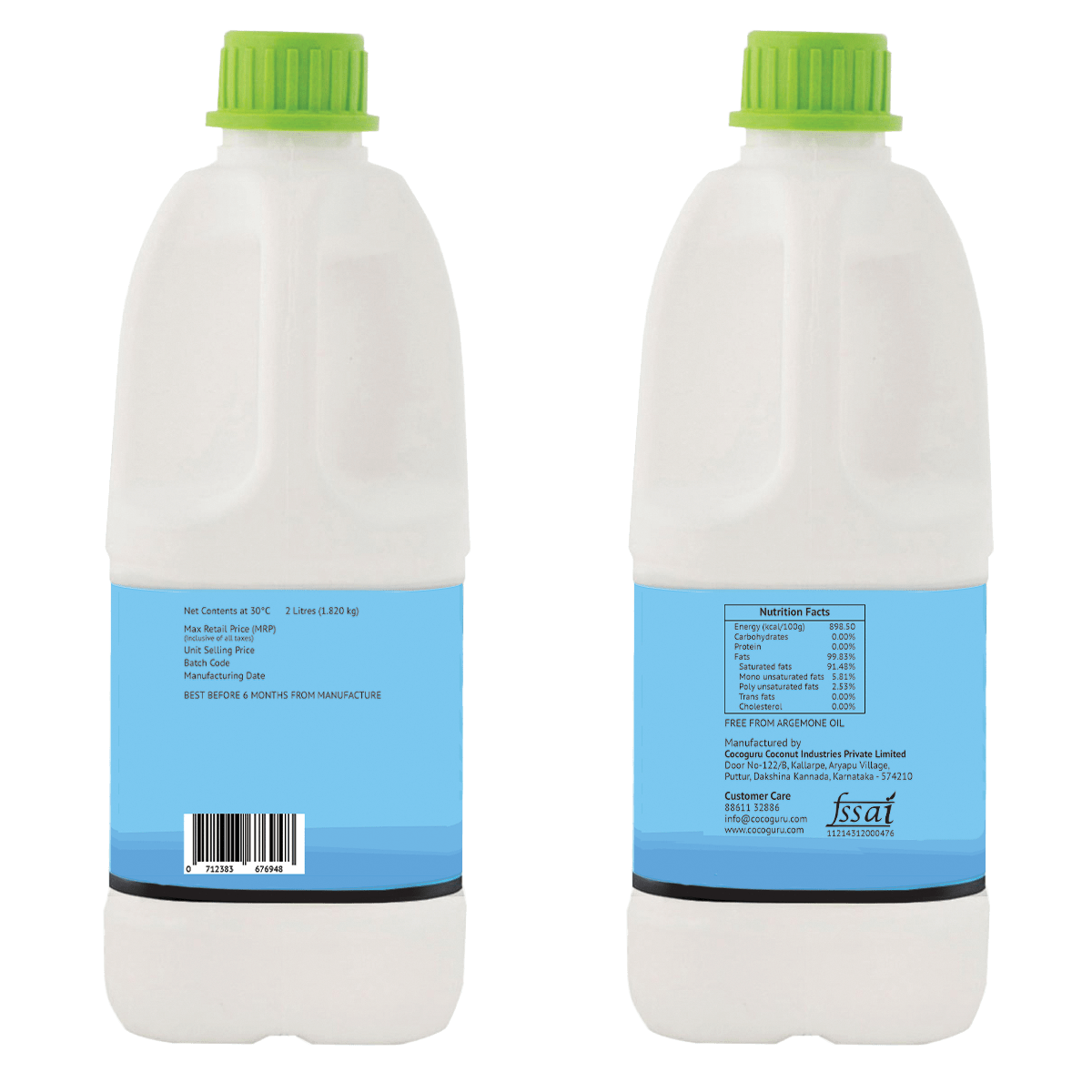 Cold Pressed Coconut Oil in Jerry Can 2 Litres - Cocoguru Coconut Oil