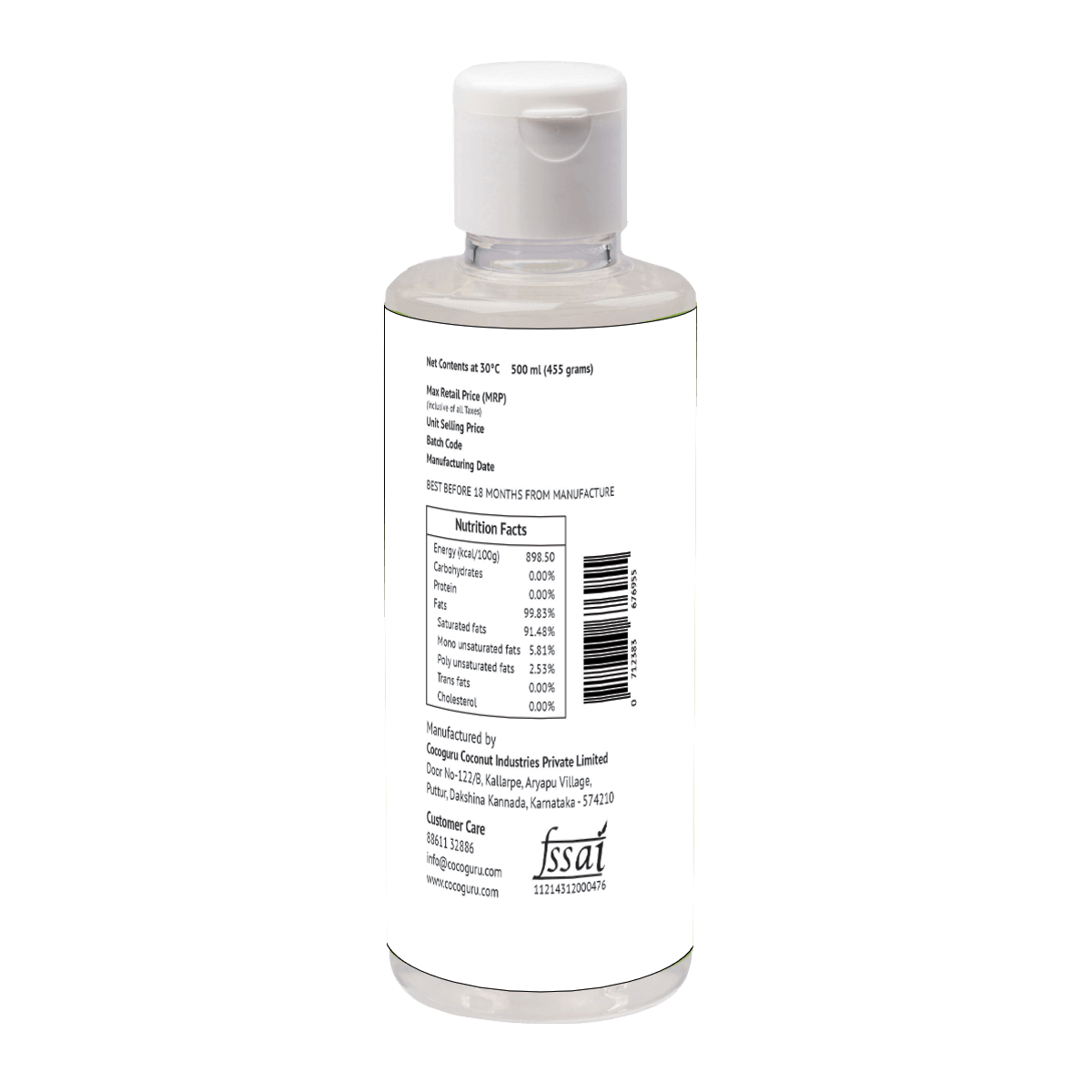 Virgin Coconut Oil in PET Bottle 500 ml - Cocoguru Coconut Oil